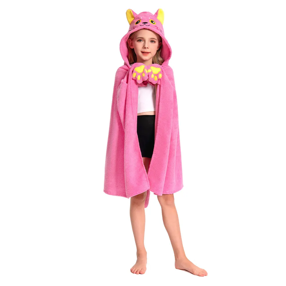 OLAOLA Kids Pink Cat Animal Beach Towels Blanket Plush Soft Absorbent Microfibre Outdoor Homewear