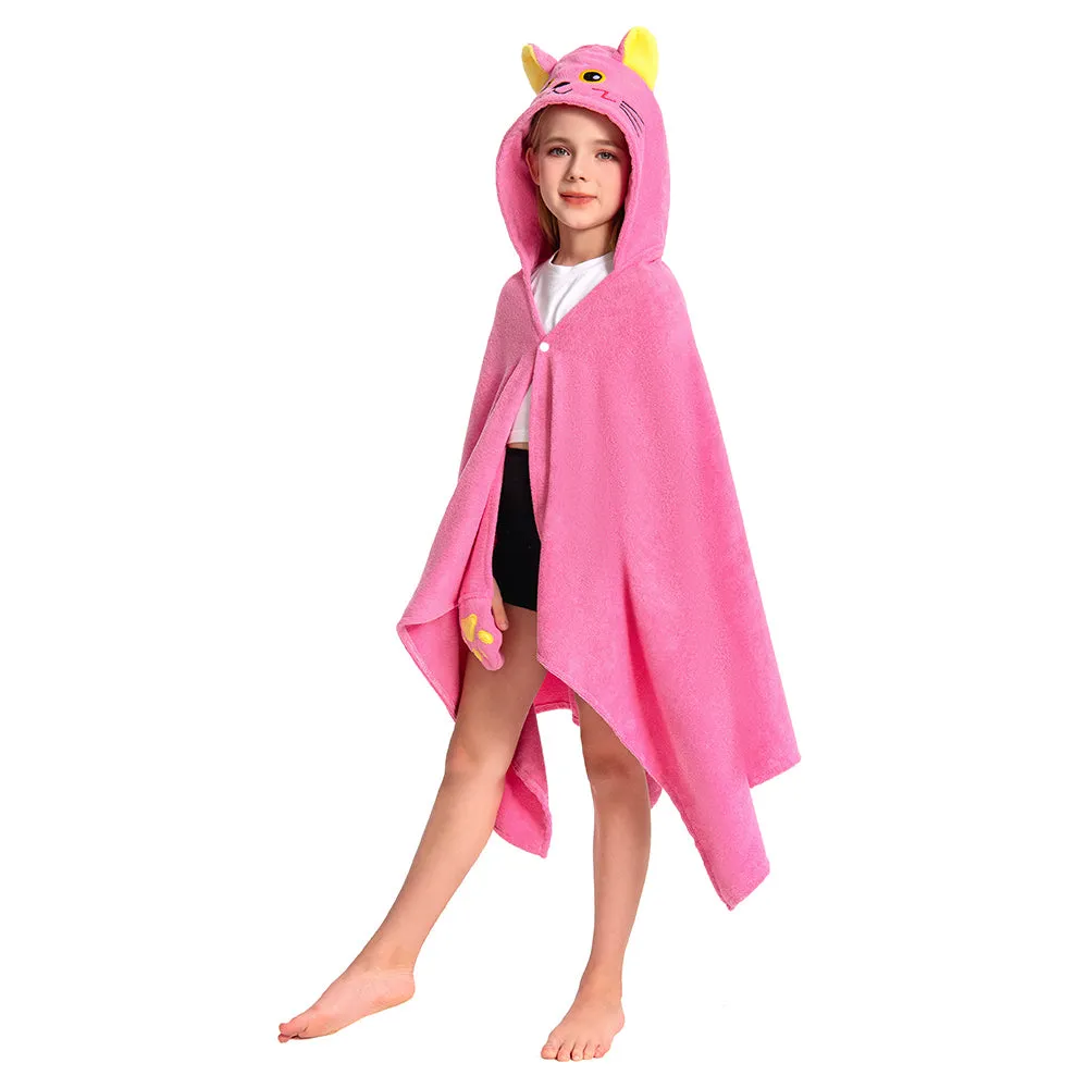 OLAOLA Kids Pink Cat Animal Beach Towels Blanket Plush Soft Absorbent Microfibre Outdoor Homewear