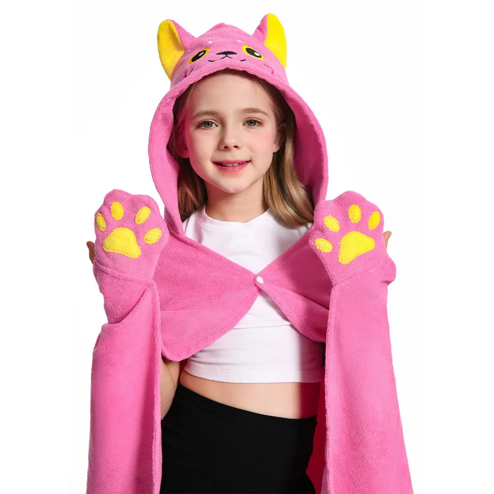 OLAOLA Kids Pink Cat Animal Beach Towels Blanket Plush Soft Absorbent Microfibre Outdoor Homewear
