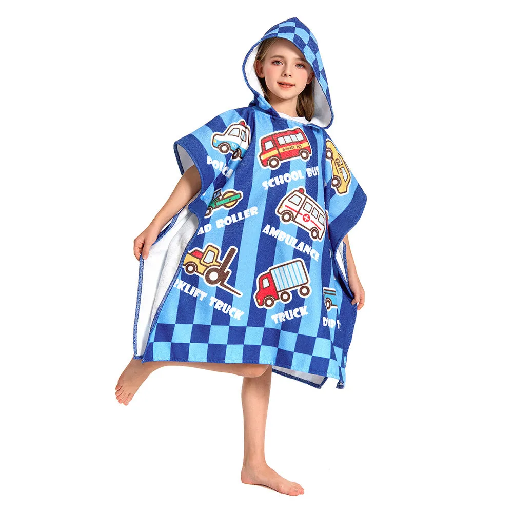 OLAOLA Kids Printed Cars Blue Beach Towels Blanket Plush Soft Absorbent Microfibre Outdoor Homewear