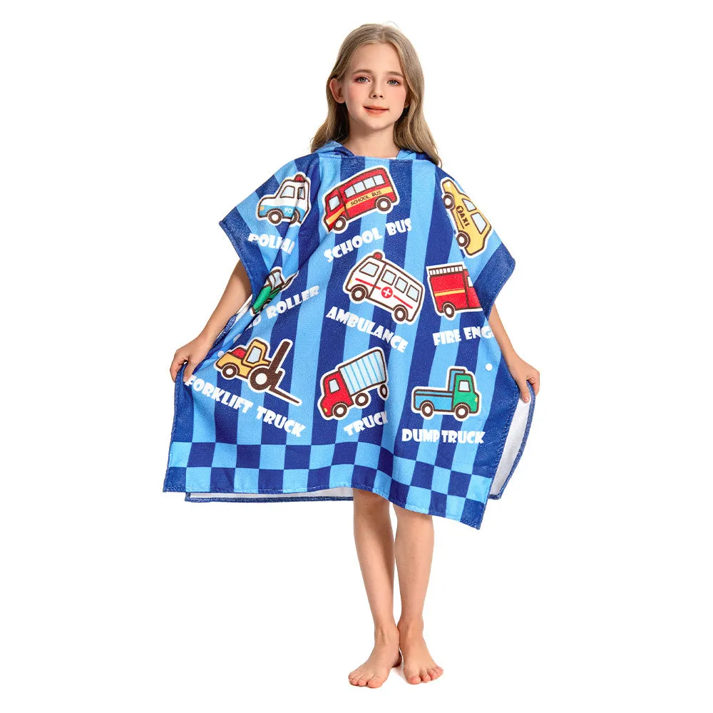 OLAOLA Kids Printed Cars Blue Beach Towels Blanket Plush Soft Absorbent Microfibre Outdoor Homewear