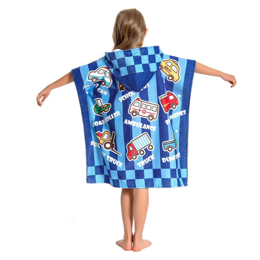 OLAOLA Kids Printed Cars Blue Beach Towels Blanket Plush Soft Absorbent Microfibre Outdoor Homewear