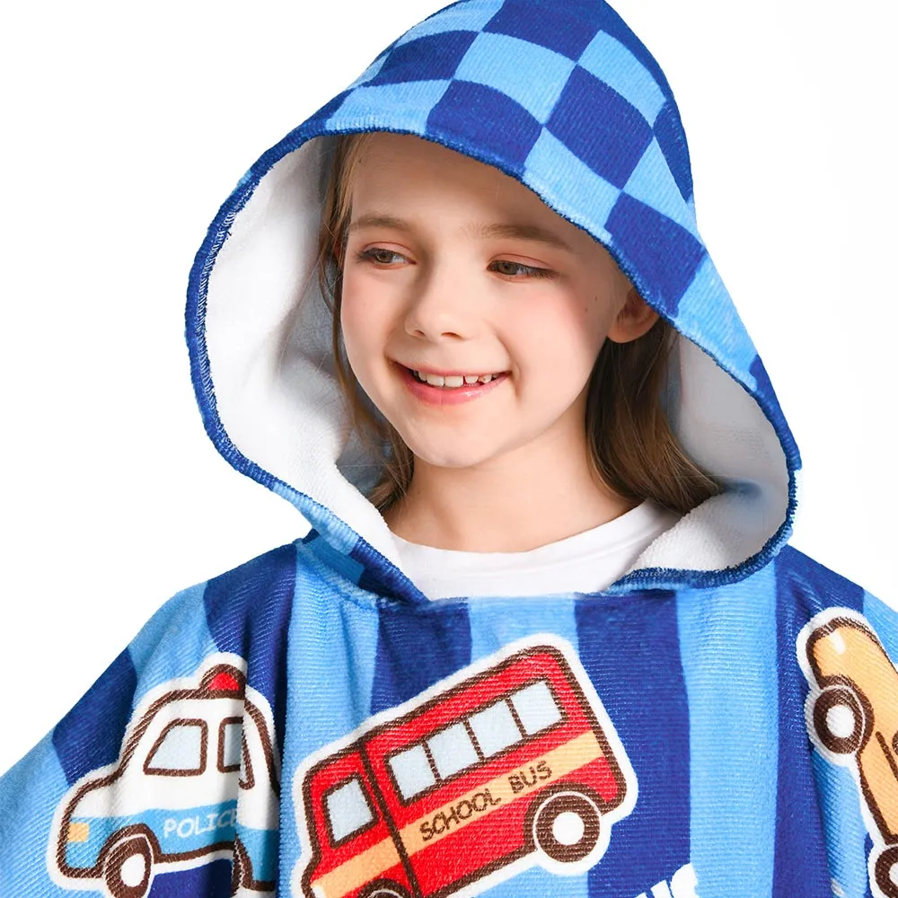 OLAOLA Kids Printed Cars Blue Beach Towels Blanket Plush Soft Absorbent Microfibre Outdoor Homewear