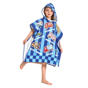 OLAOLA Kids Printed Cars Blue Beach Towels Blanket Plush Soft Absorbent Microfibre Outdoor Homewear