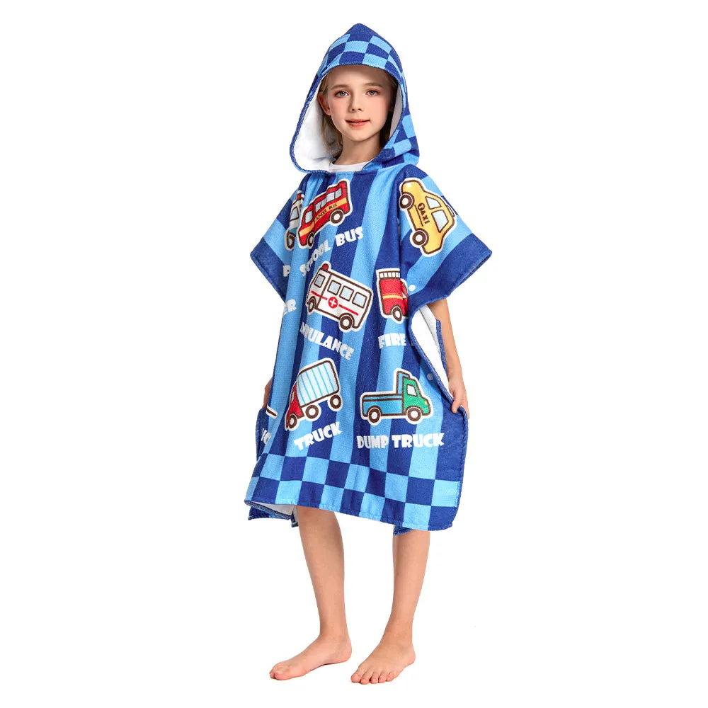 OLAOLA Kids Printed Cars Blue Beach Towels Blanket Plush Soft Absorbent Microfibre Outdoor Homewear