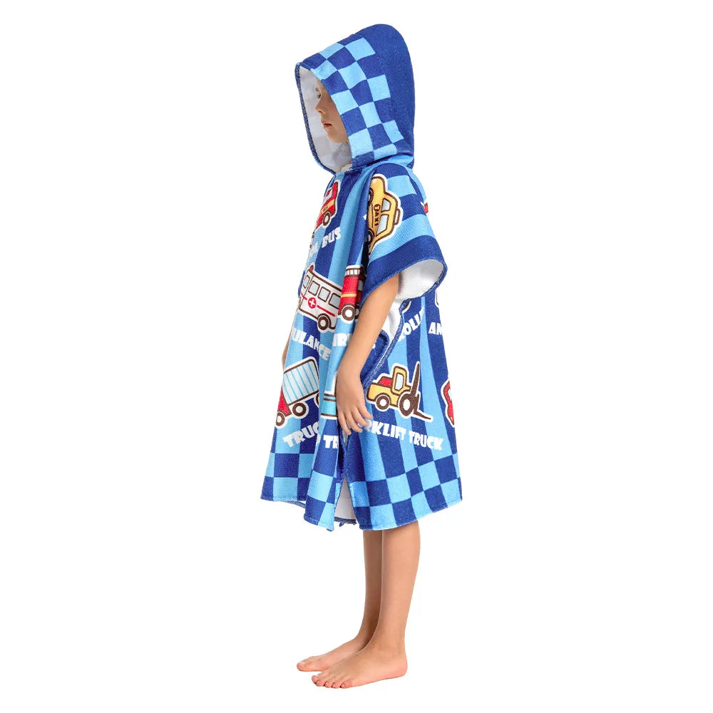 OLAOLA Kids Printed Cars Blue Beach Towels Blanket Plush Soft Absorbent Microfibre Outdoor Homewear