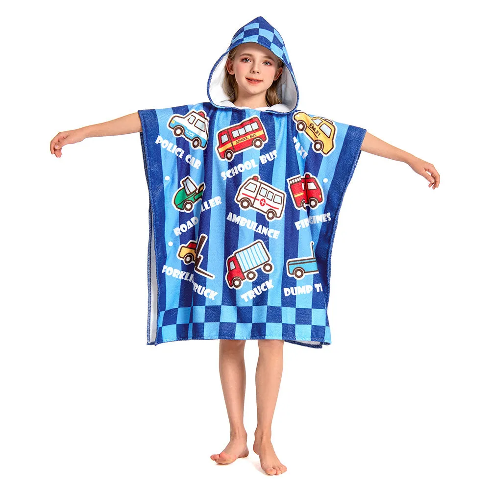 OLAOLA Kids Printed Cars Blue Beach Towels Blanket Plush Soft Absorbent Microfibre Outdoor Homewear