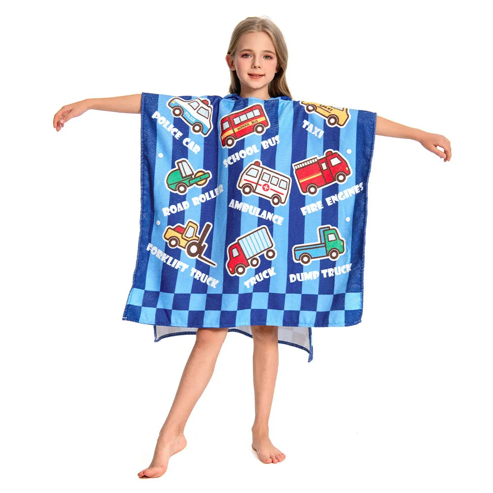 OLAOLA Kids Printed Cars Blue Beach Towels Blanket Plush Soft Absorbent Microfibre Outdoor Homewear