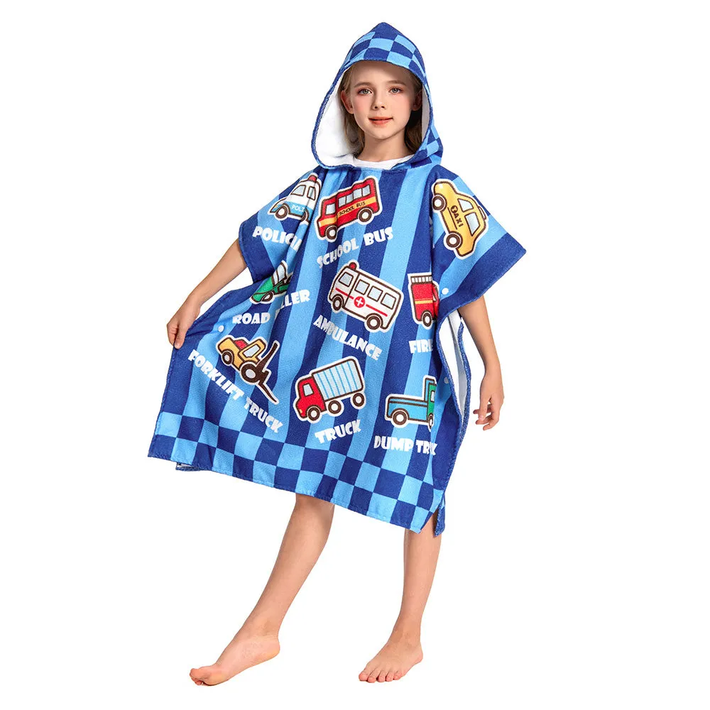 OLAOLA Kids Printed Cars Blue Beach Towels Blanket Plush Soft Absorbent Microfibre Outdoor Homewear