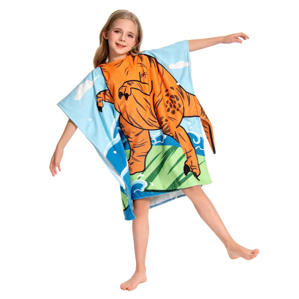 OLAOLA Kids Printed Dinosaur Tyrannosaurus Animal Beach Towels Blanket Plush Soft Absorbent Microfibre Outdoor Homewear
