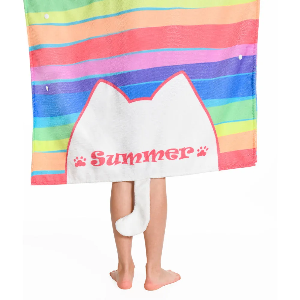 OLAOLA Kids Printed Rainbow Cat Beach Towels Blanket Plush Soft Absorbent Microfibre Outdoor Homewear
