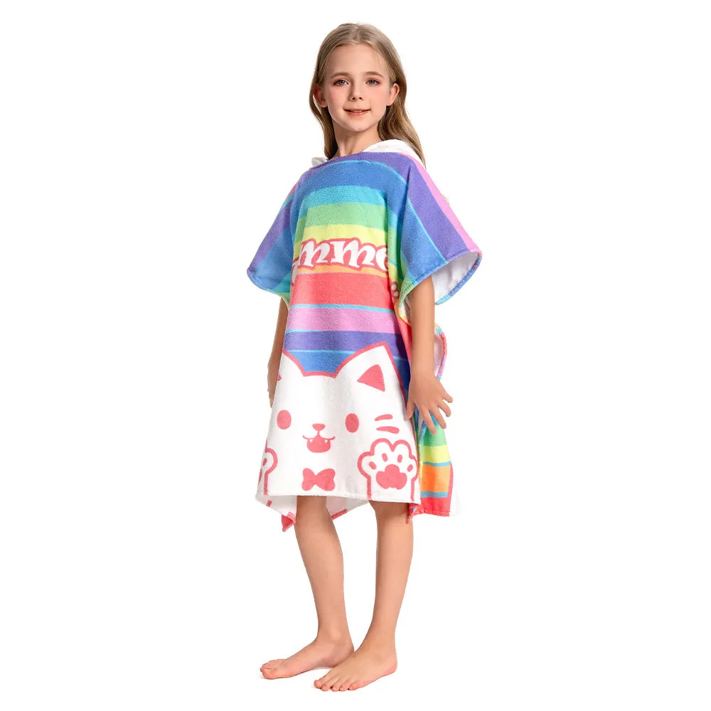 OLAOLA Kids Printed Rainbow Cat Beach Towels Blanket Plush Soft Absorbent Microfibre Outdoor Homewear