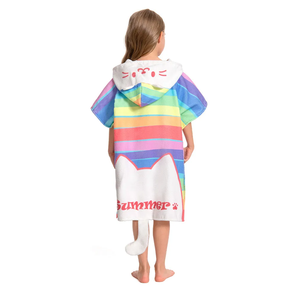 OLAOLA Kids Printed Rainbow Cat Beach Towels Blanket Plush Soft Absorbent Microfibre Outdoor Homewear