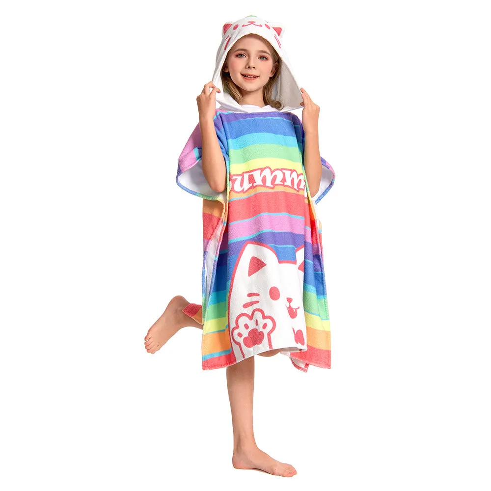 OLAOLA Kids Printed Rainbow Cat Beach Towels Blanket Plush Soft Absorbent Microfibre Outdoor Homewear