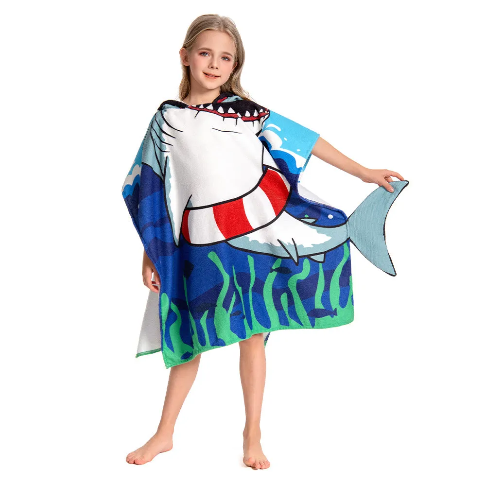 OLAOLA Kids Printed Shark Animal Beach Towels Blanket Plush Soft Absorbent Microfibre Outdoor Homewear