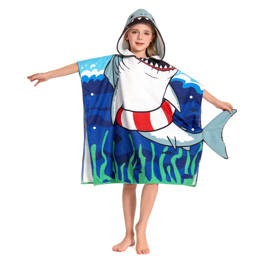 OLAOLA Kids Printed Shark Animal Beach Towels Blanket Plush Soft Absorbent Microfibre Outdoor Homewear