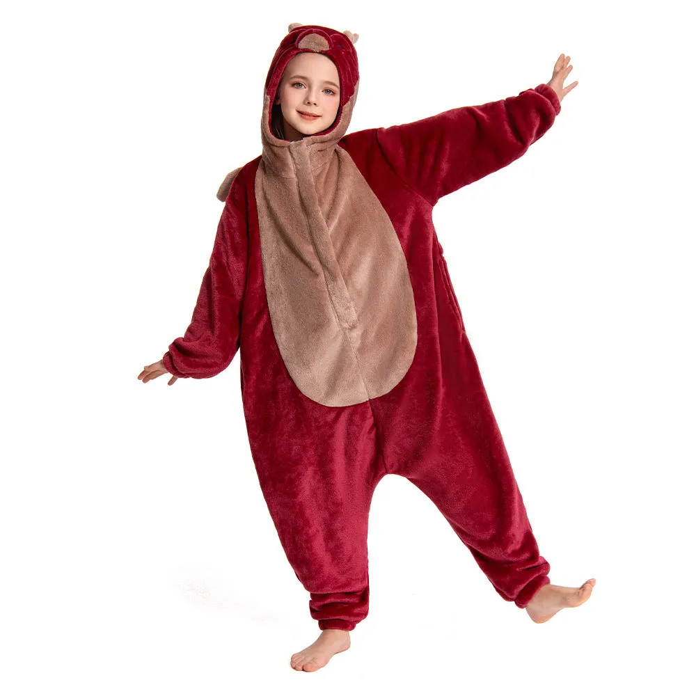 OLAOLA Kids Red Dragon Animal Onesie Plush Soft Flannel Warm Home Pajamas One-Piece Sleepwear
