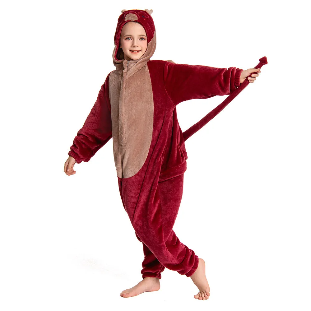 OLAOLA Kids Red Dragon Animal Onesie Plush Soft Flannel Warm Home Pajamas One-Piece Sleepwear