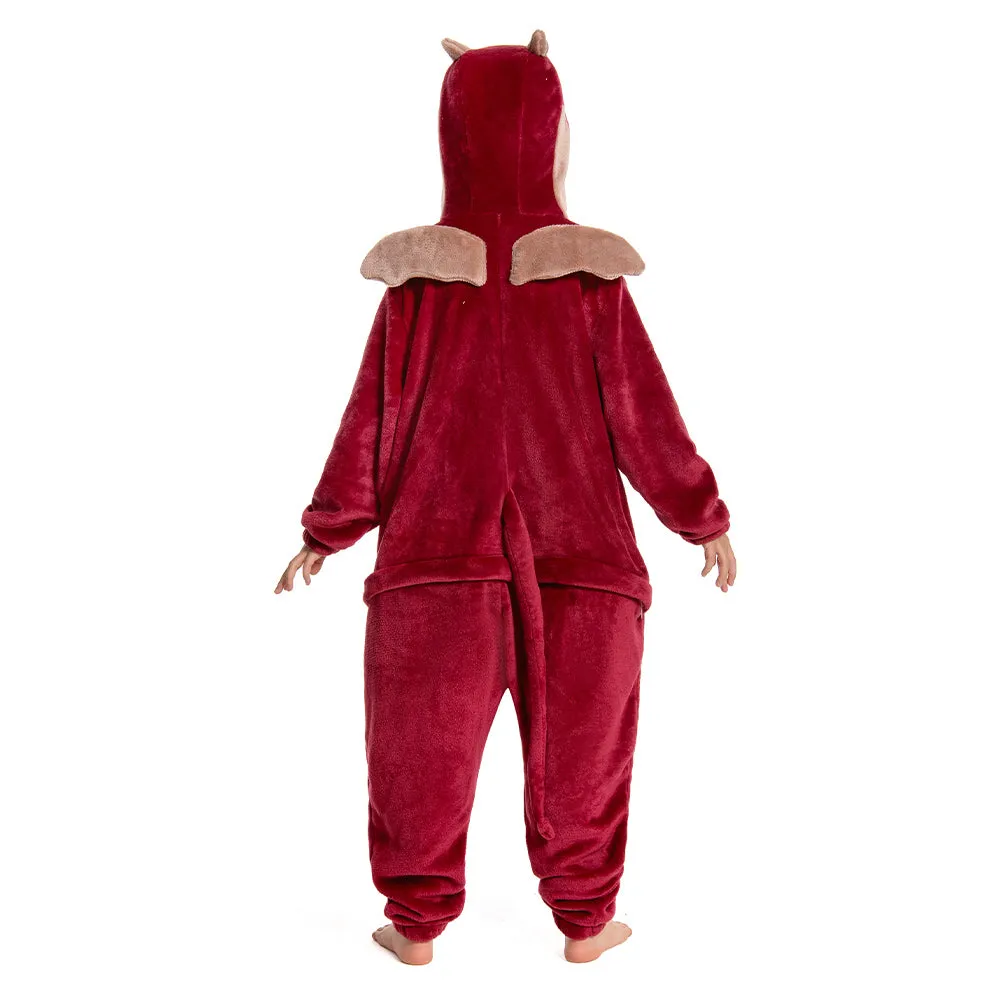 OLAOLA Kids Red Dragon Animal Onesie Plush Soft Flannel Warm Home Pajamas One-Piece Sleepwear