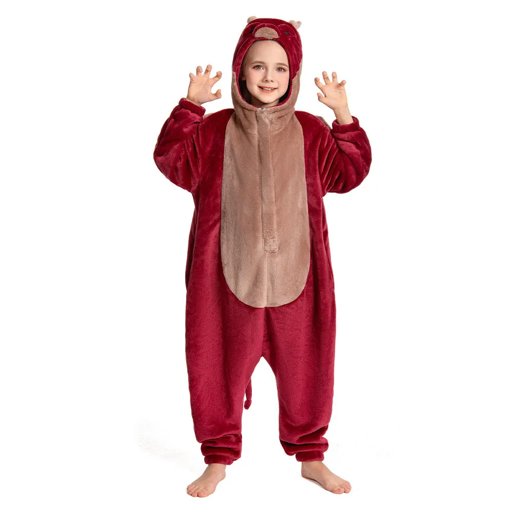 OLAOLA Kids Red Dragon Animal Onesie Plush Soft Flannel Warm Home Pajamas One-Piece Sleepwear