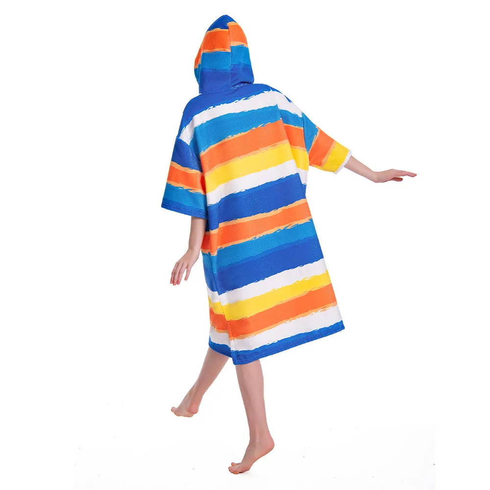 OLAOLA Unisex Adult Printed Stripes Blue Beach Towels Blanket Poncho Plush Soft Absorbent Microfibre Outdoor Homewear