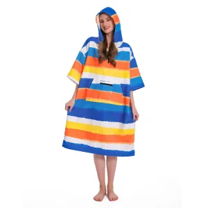 OLAOLA Unisex Adult Printed Stripes Blue Beach Towels Blanket Poncho Plush Soft Absorbent Microfibre Outdoor Homewear