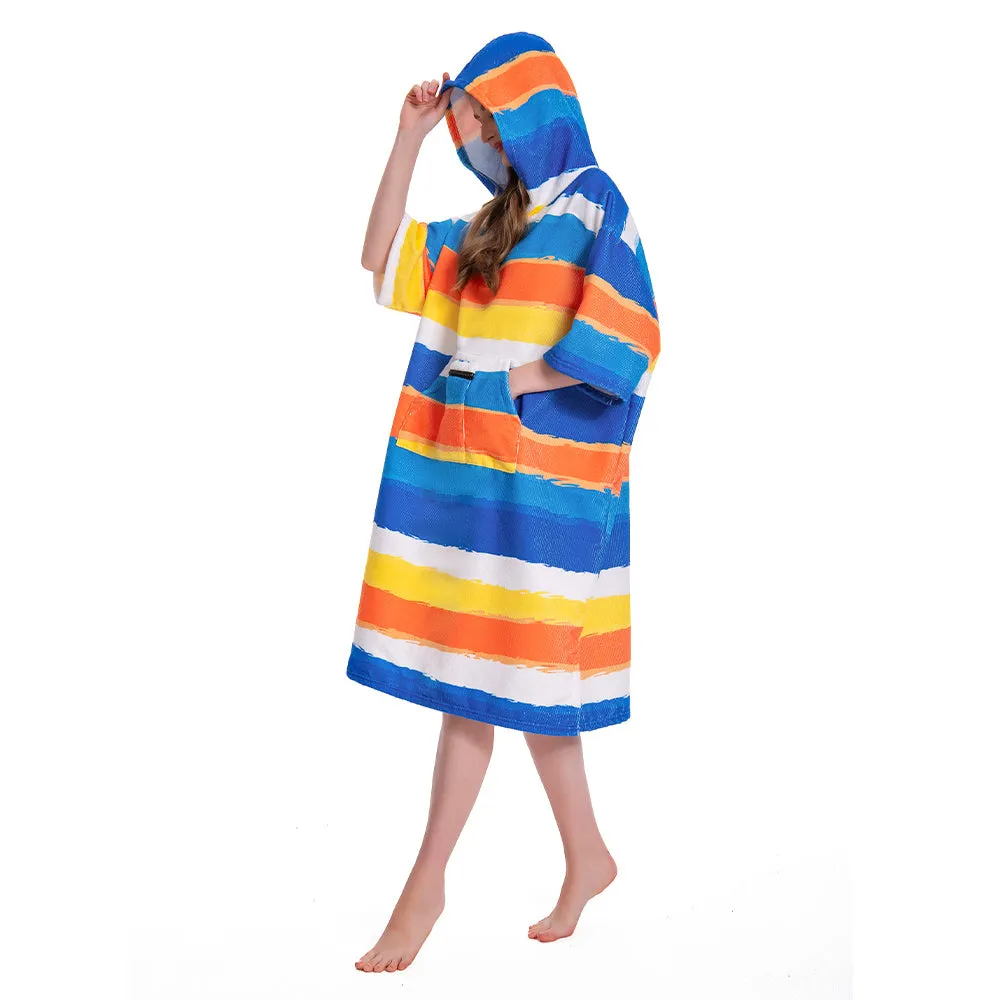 OLAOLA Unisex Adult Printed Stripes Blue Beach Towels Blanket Poncho Plush Soft Absorbent Microfibre Outdoor Homewear