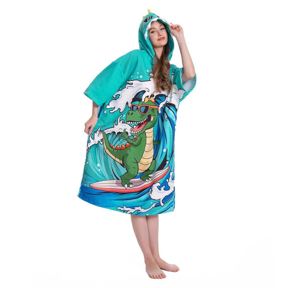 OLAOLA Unisex Adult Printed Wave Dinosaur Animal Beach Towels Blanket Poncho Plush Soft Absorbent Microfibre Outdoor Homewear