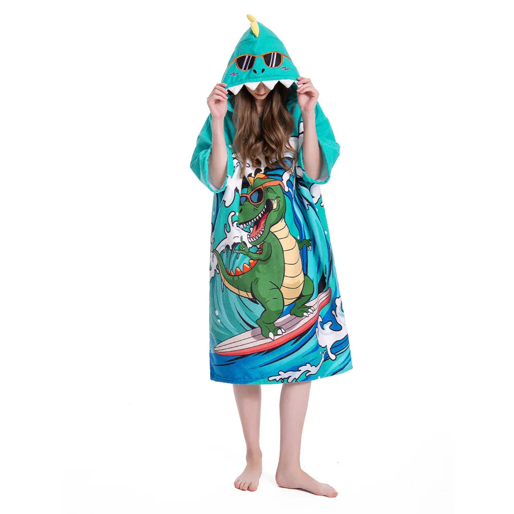 OLAOLA Unisex Adult Printed Wave Dinosaur Animal Beach Towels Blanket Poncho Plush Soft Absorbent Microfibre Outdoor Homewear
