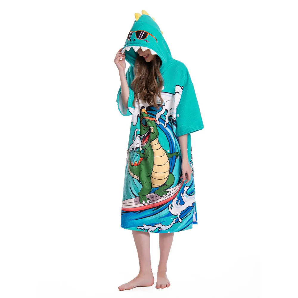 OLAOLA Unisex Adult Printed Wave Dinosaur Animal Beach Towels Blanket Poncho Plush Soft Absorbent Microfibre Outdoor Homewear