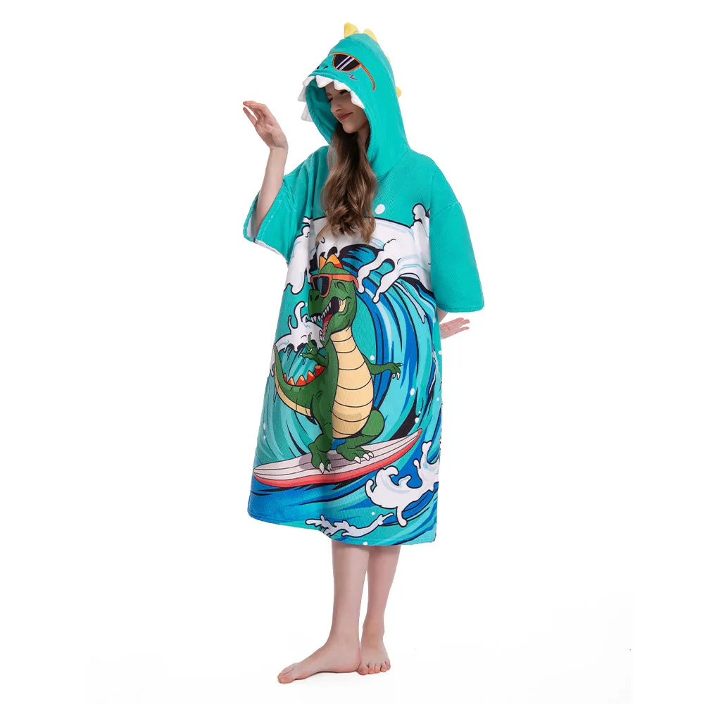 OLAOLA Unisex Adult Printed Wave Dinosaur Animal Beach Towels Blanket Poncho Plush Soft Absorbent Microfibre Outdoor Homewear