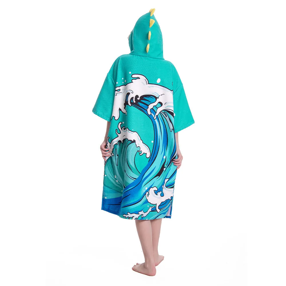 OLAOLA Unisex Adult Printed Wave Dinosaur Animal Beach Towels Blanket Poncho Plush Soft Absorbent Microfibre Outdoor Homewear