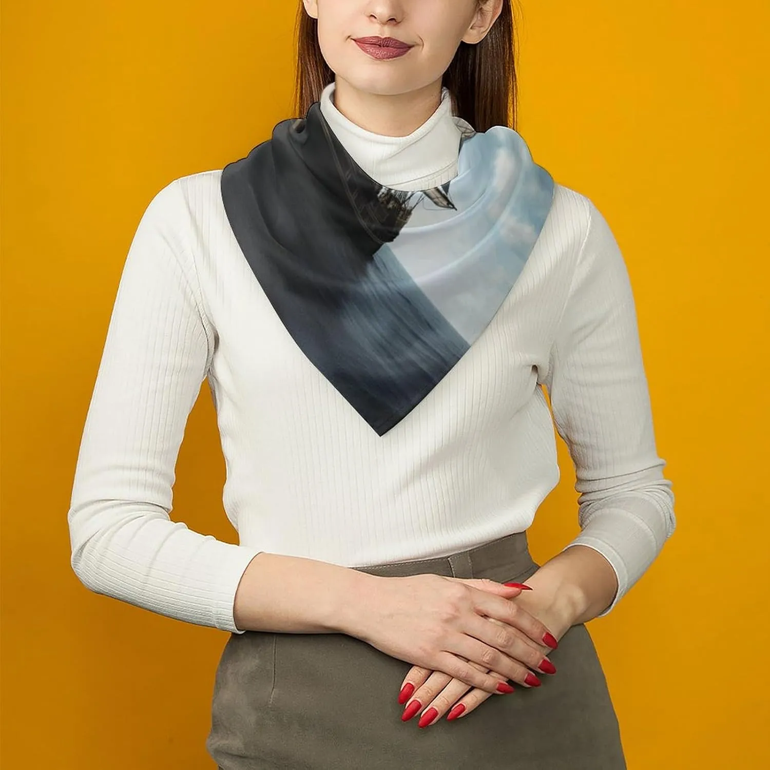 Old Sailing Ship Silk Scarf Head Scarf Silk Scarf for Women Satin Scarf Silk Head Scarf Silk Hair
