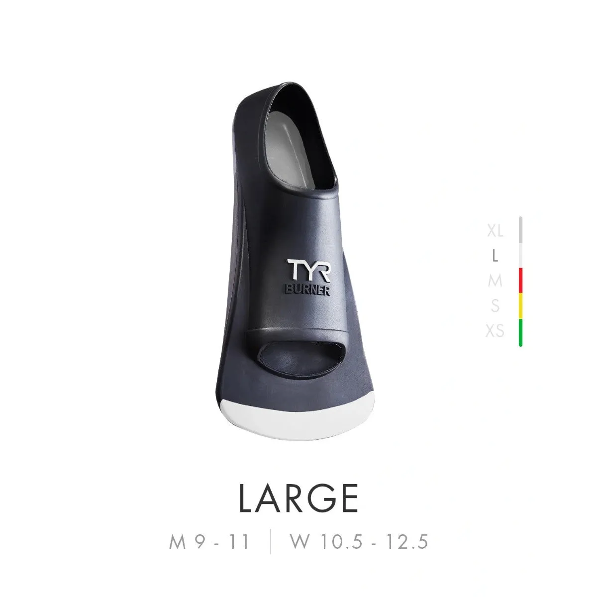 Open Box TYR Burner 2.0 Swim Fins - Black - Large (Men’s Shoe 9-11 , Women’s 10.5-12.5)