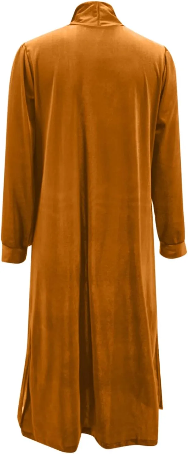 Open Front Cardigan for Women Gold Velvet Cardigan Jacket Lapel Collar Open Front Vintage Cardigan Fall Fashion Coats