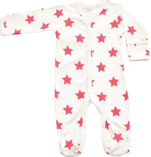 Organic Cotton Baby Clothes Long Sleeve Footie GOTS Certified (Natural-Red)