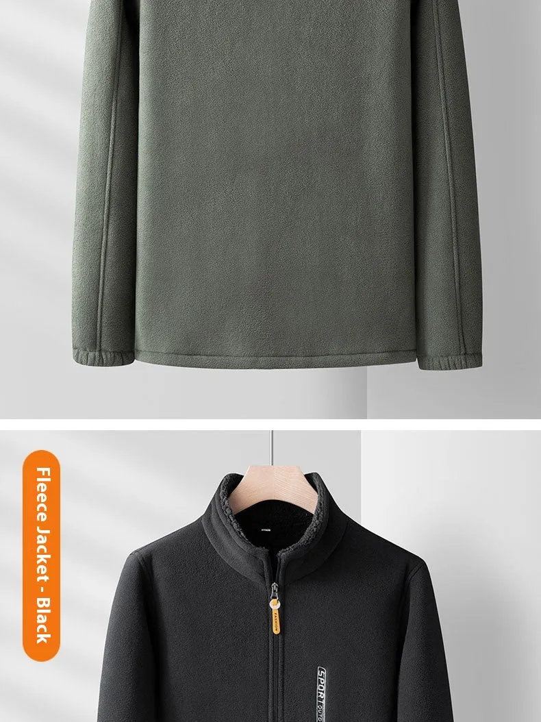 Outdoor Polar Fleece Men's Autumn And Winter Thickening Double-sided Shell Jacket Cardigan