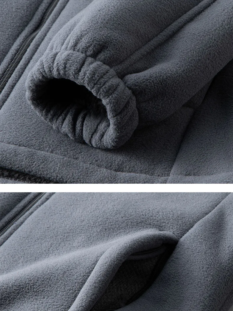 Outdoor Polar Fleece Men's Autumn And Winter Thickening Double-sided Shell Jacket Cardigan