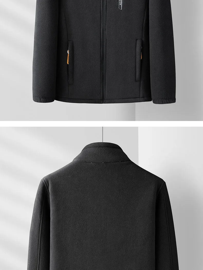 Outdoor Polar Fleece Men's Autumn And Winter Thickening Double-sided Shell Jacket Cardigan