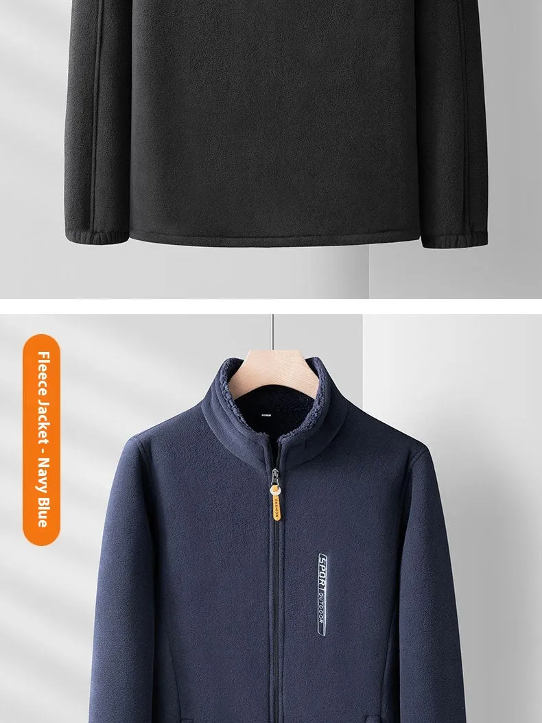 Outdoor Polar Fleece Men's Autumn And Winter Thickening Double-sided Shell Jacket Cardigan