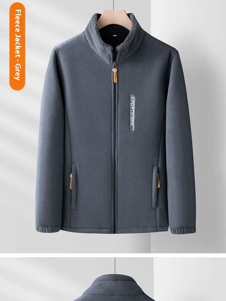 Outdoor Polar Fleece Men's Autumn And Winter Thickening Double-sided Shell Jacket Cardigan