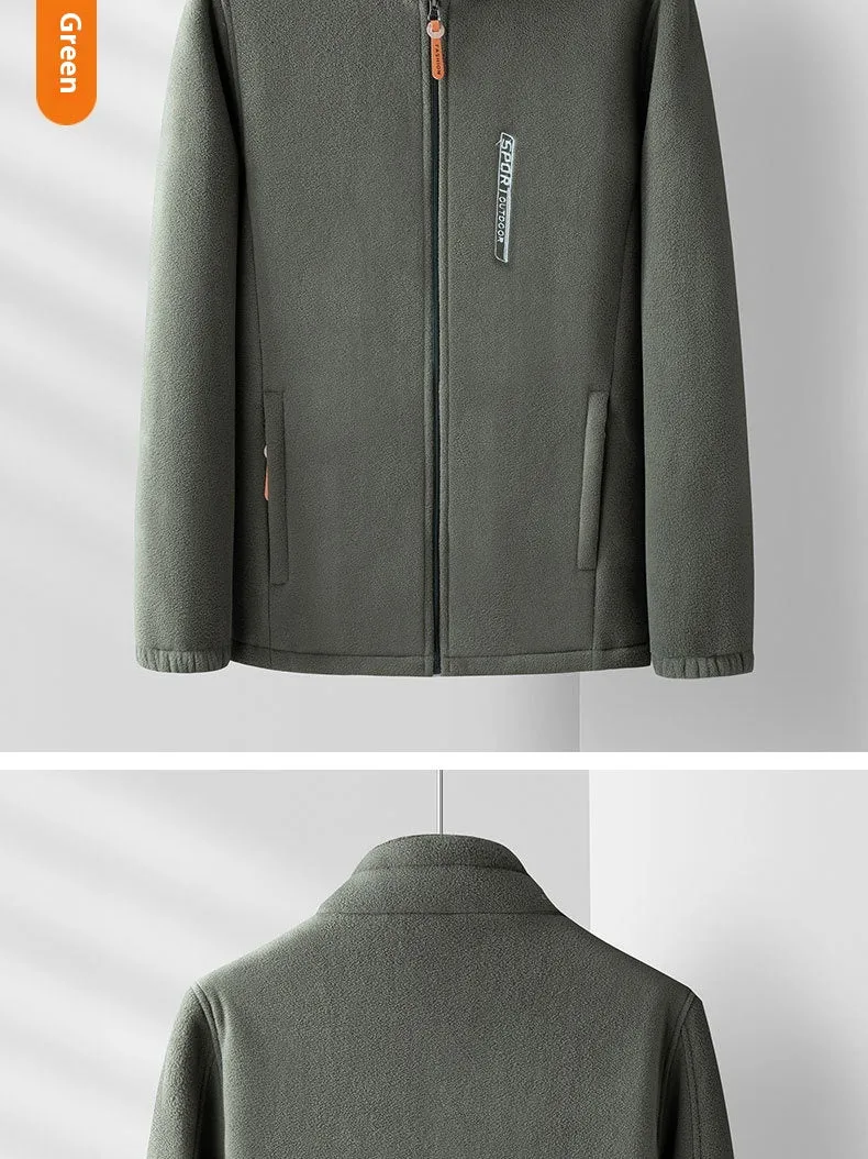 Outdoor Polar Fleece Men's Autumn And Winter Thickening Double-sided Shell Jacket Cardigan