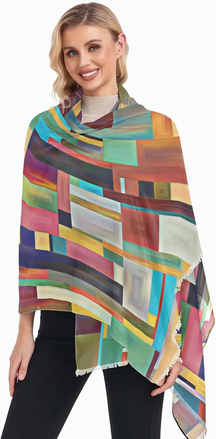 Oyihfvs Woman Long Linen Silk Scarf Soft Head Wrap Silk Shawl Stole Soft Neckerchief