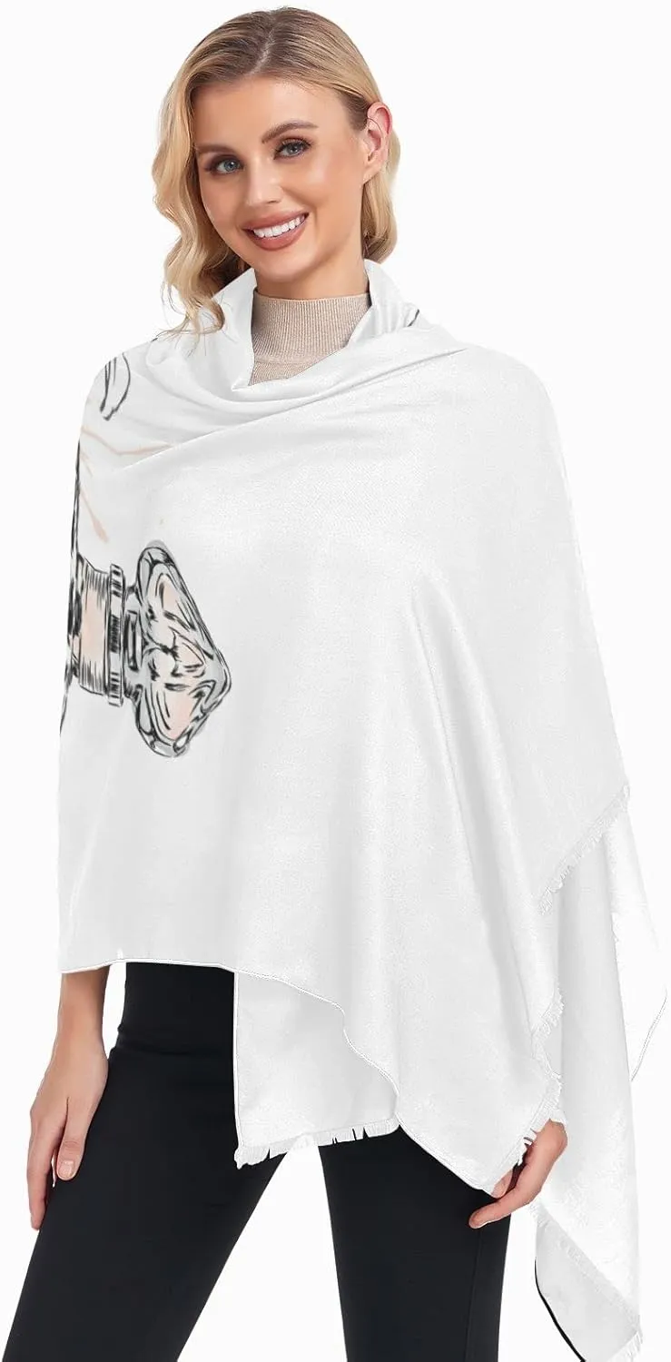 Oyihfvs Woman Long Linen Silk Scarf Soft Head Wrap Silk Shawl Stole Soft Neckerchief