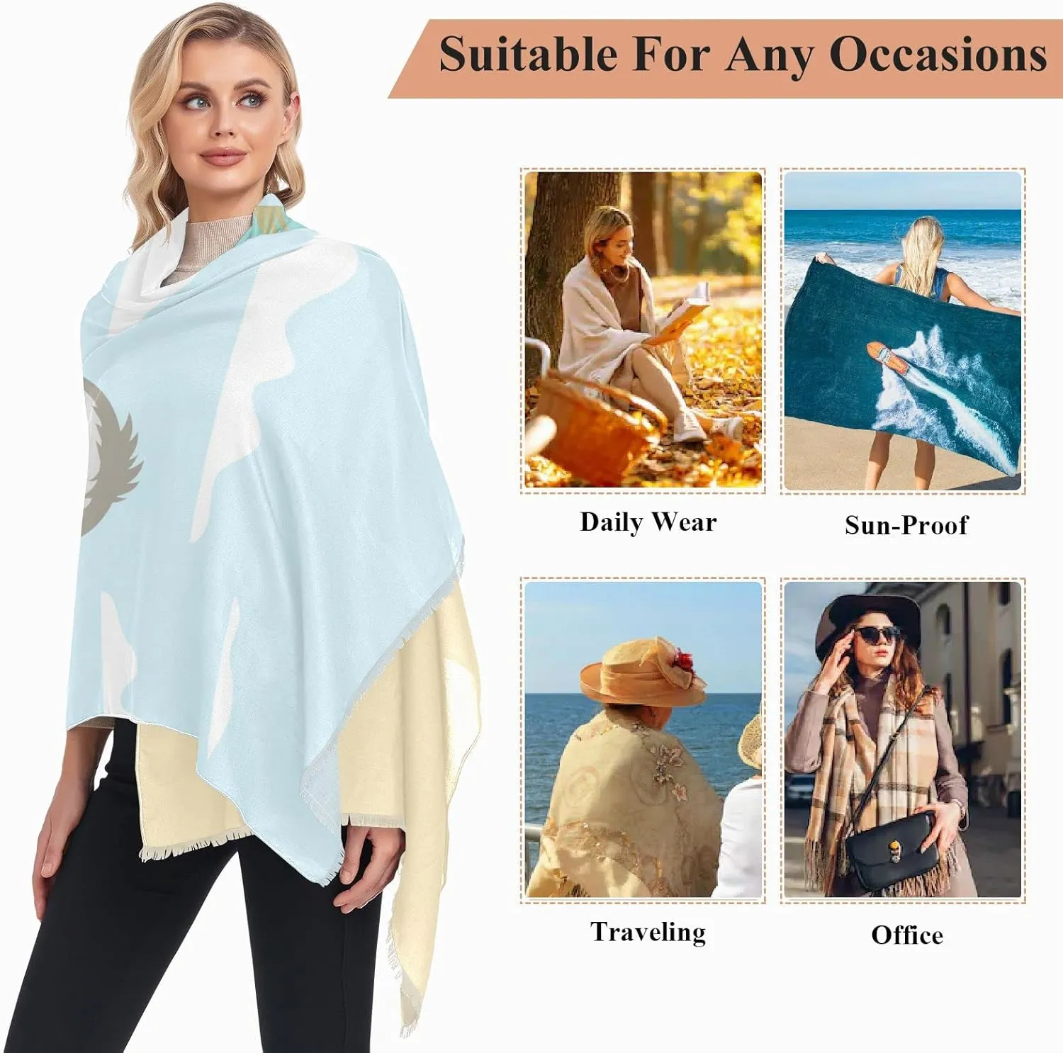 Oyihfvs Woman Long Linen Silk Scarf Soft Head Wrap Silk Shawl Stole Soft Neckerchief