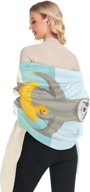 Oyihfvs Woman Long Linen Silk Scarf Soft Head Wrap Silk Shawl Stole Soft Neckerchief