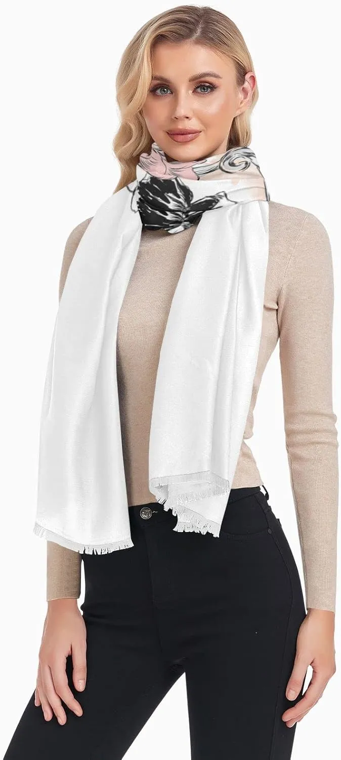 Oyihfvs Woman Long Linen Silk Scarf Soft Head Wrap Silk Shawl Stole Soft Neckerchief