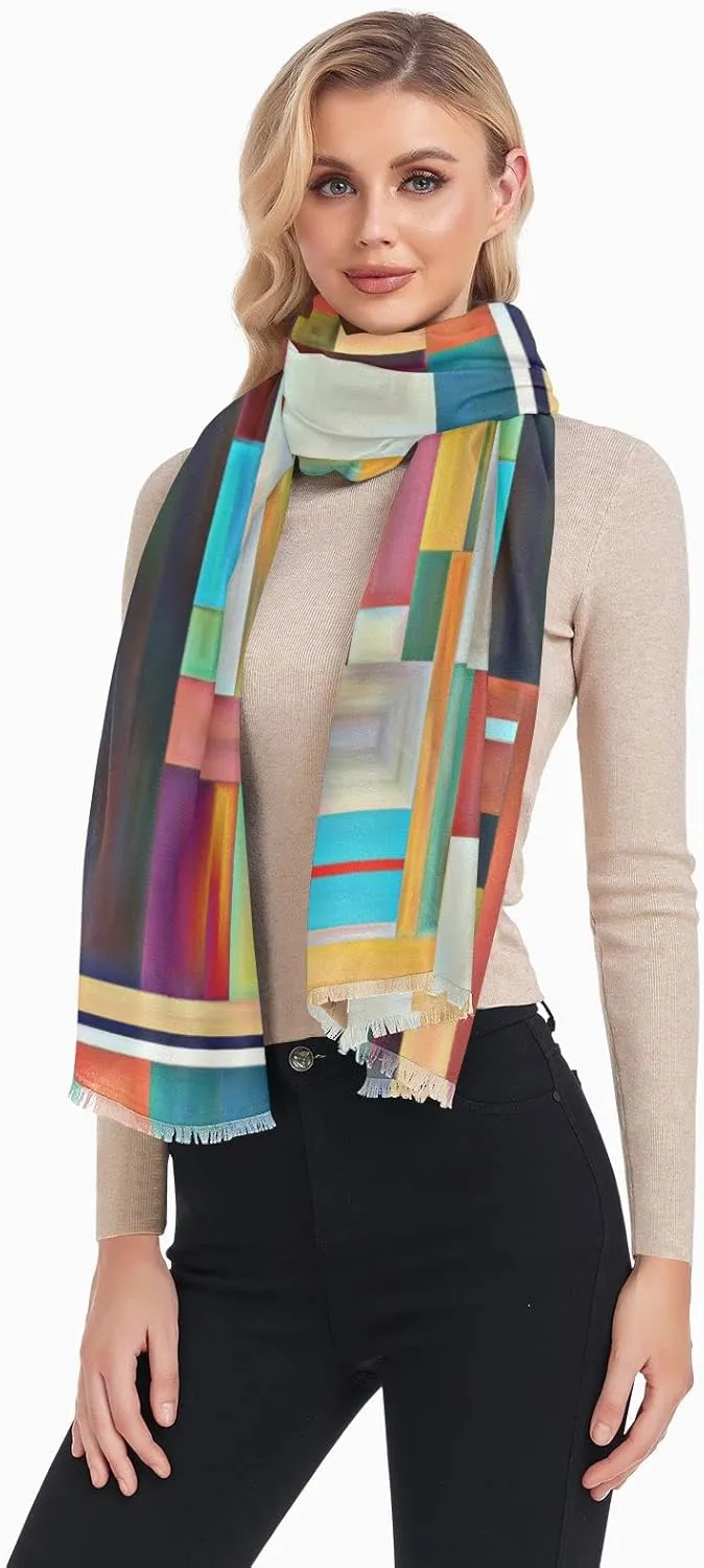 Oyihfvs Woman Long Linen Silk Scarf Soft Head Wrap Silk Shawl Stole Soft Neckerchief
