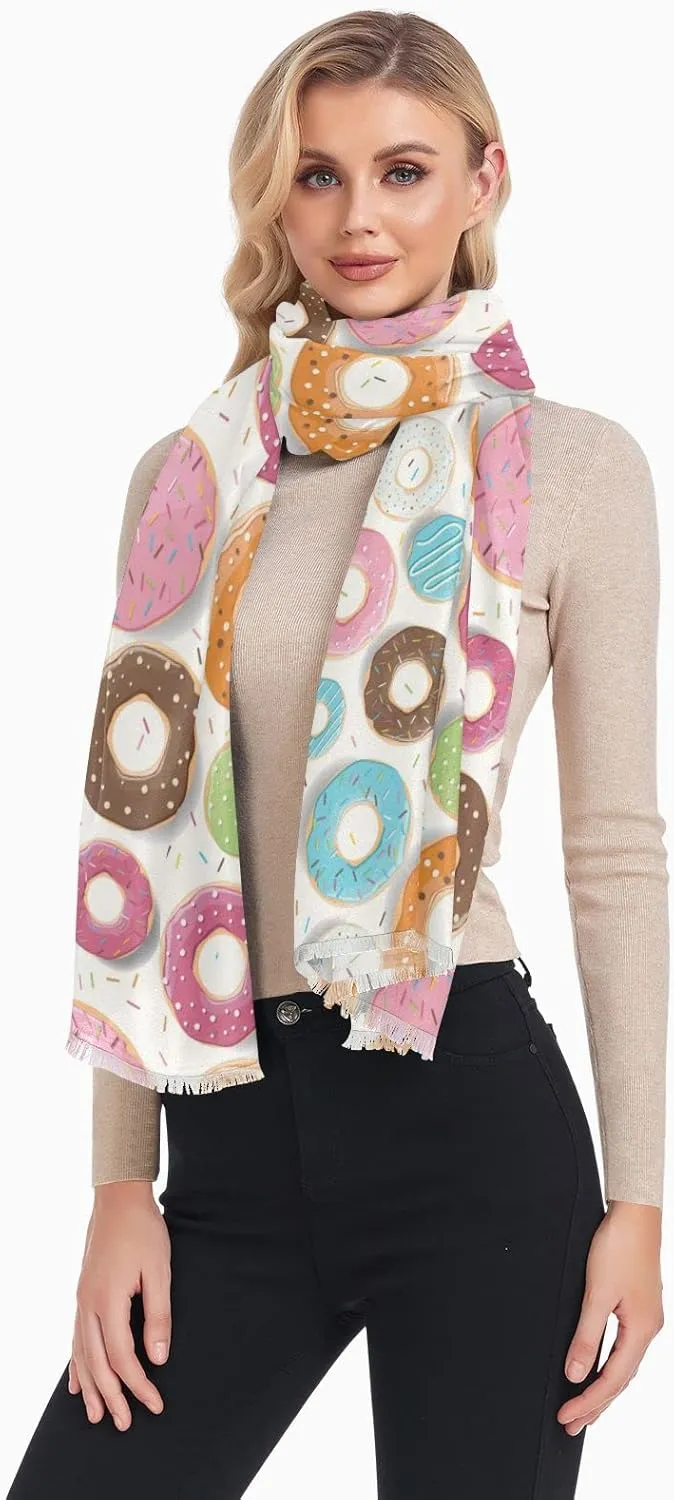 Oyihfvs Woman Long Linen Silk Scarf Soft Head Wrap Silk Shawl Stole Soft Neckerchief