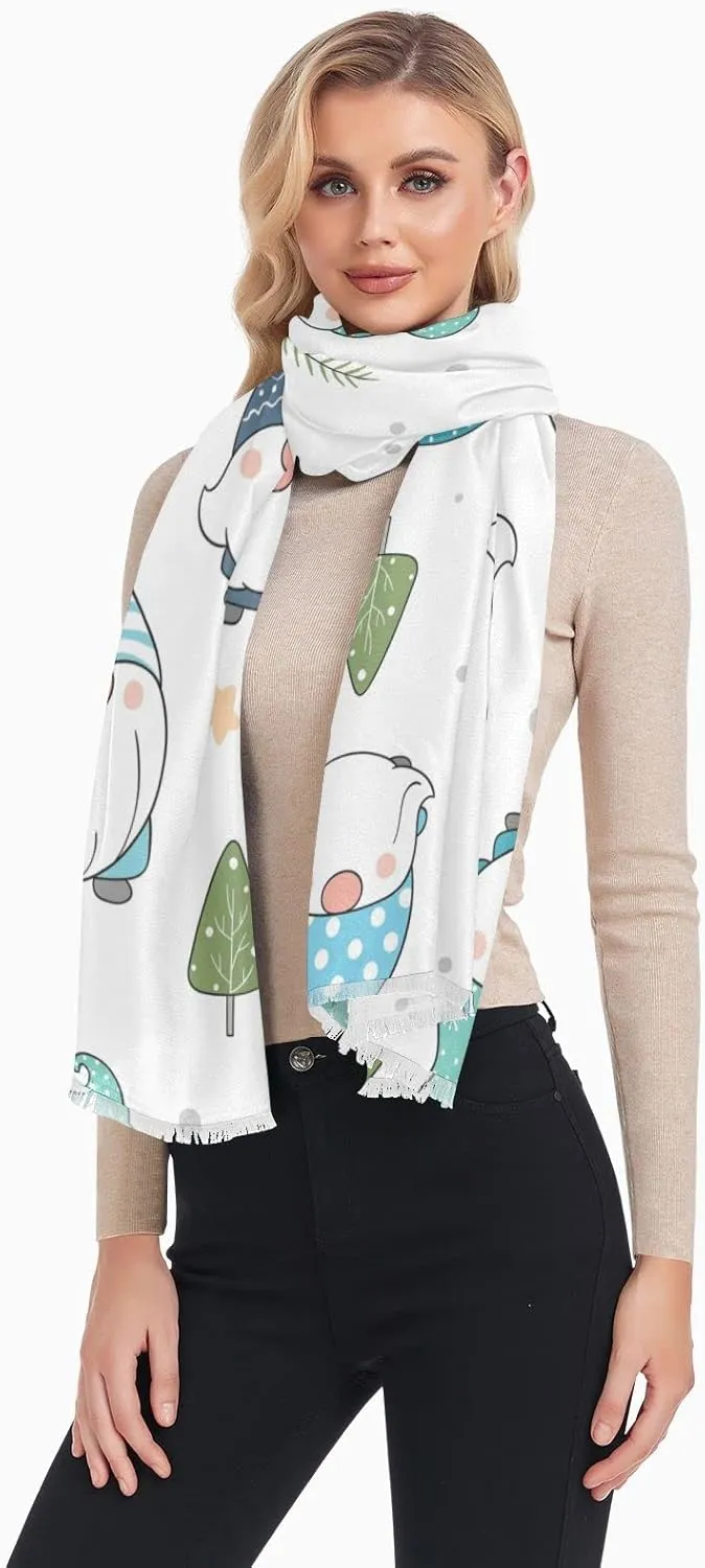 Oyihfvs Woman Long Linen Silk Scarf Soft Head Wrap Silk Shawl Stole Soft Neckerchief
